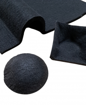 ( 21 ) ADMS  Filz  schwarz – Thermoformbares Hochleistungsmaterial für individuelle Anwendungen  Muster 20 x 20 cm